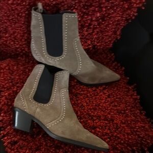 PAIGE Taupe Ankle Boots with Studded Detail